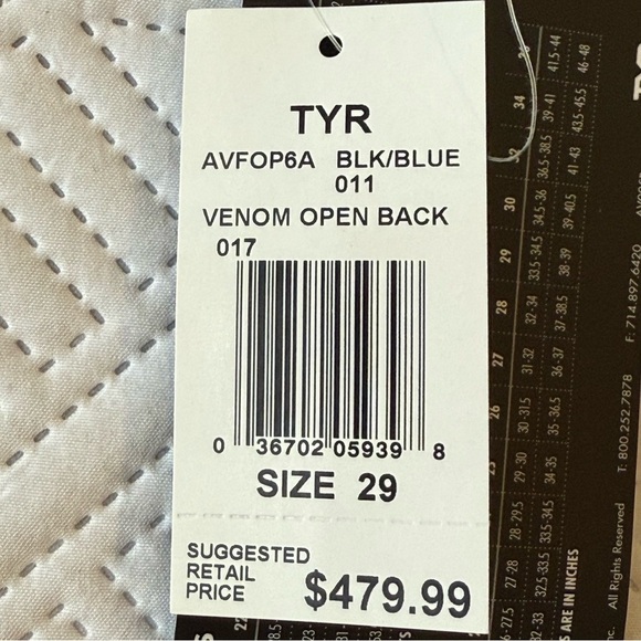 TYR Women's Avictor Venom Open Back Swimsuit Size Size 29 - Picture 4 of 9